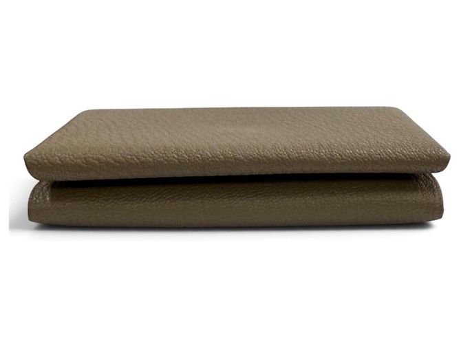 Hermès Portefeuille bi-fold Hermes Calvi Duo en cuir Etoupe Taupe - vue 4