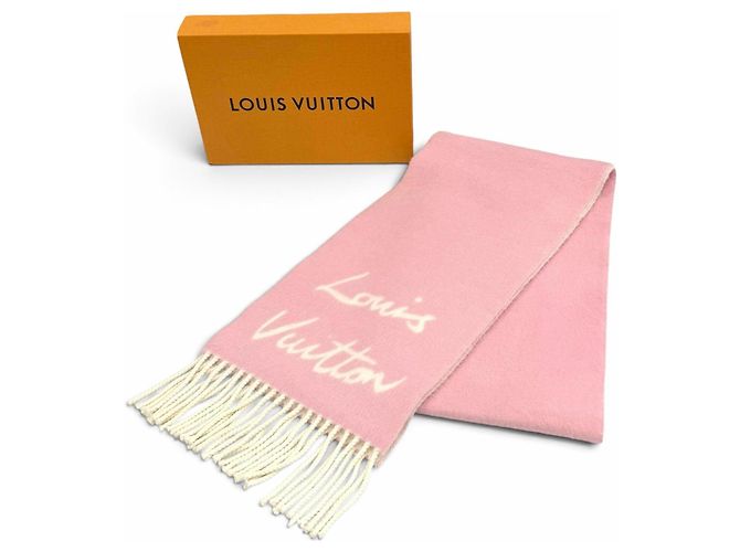 Estola Louis Vuitton em lã e alpaca rosa e branca Branco - vista 2