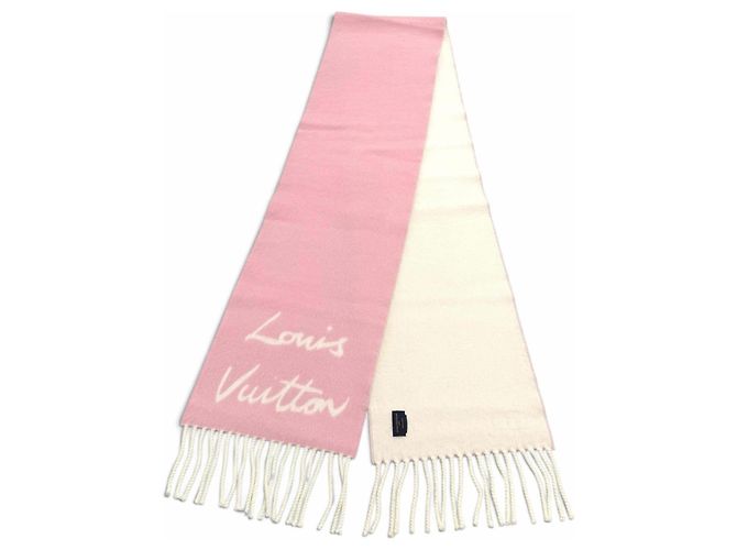 Estola Louis Vuitton em lã e alpaca rosa e branca Branco - vista 4