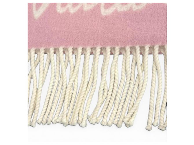Estola Louis Vuitton em lã e alpaca rosa e branca Branco - vista 6