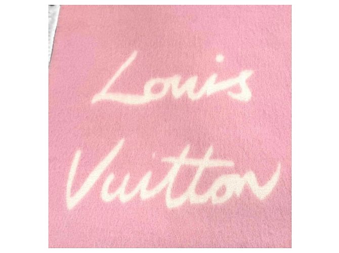 Estola Louis Vuitton em lã e alpaca rosa e branca Branco - vista 7