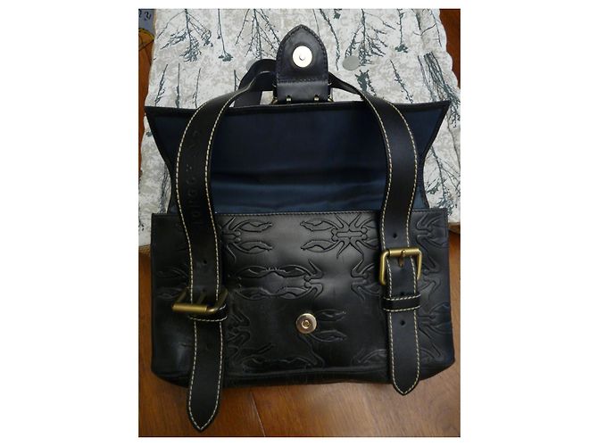 Bolso Longchamp Steppe de piel negra grabada Negro - vista 2