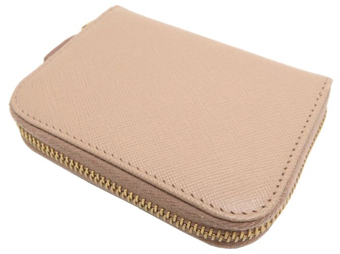 Prada Saffiano Leather Coin Purse Beige - view 4