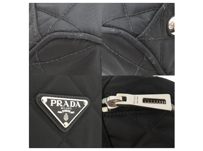 Borsa Tote Prada trapuntata con catena Nero - vista 10