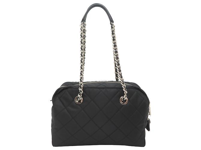 Borsa Tote Prada trapuntata con catena Nero - vista 2