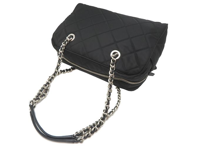 Borsa Tote Prada trapuntata con catena Nero - vista 4