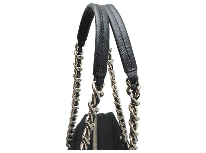 Borsa Tote Prada trapuntata con catena Nero - vista 5
