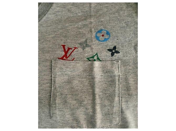 T-shirt Louis Vuitton grigia scollo a V monogramma Multicolore Grigio - vista 2