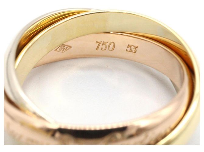 Anillo Cartier Trinity en oro amarillo blanco y rosa Plata Dorado - vista 3