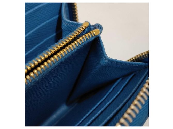 Carteira Longa Prada em Couro Saffiano Azul - vista 5