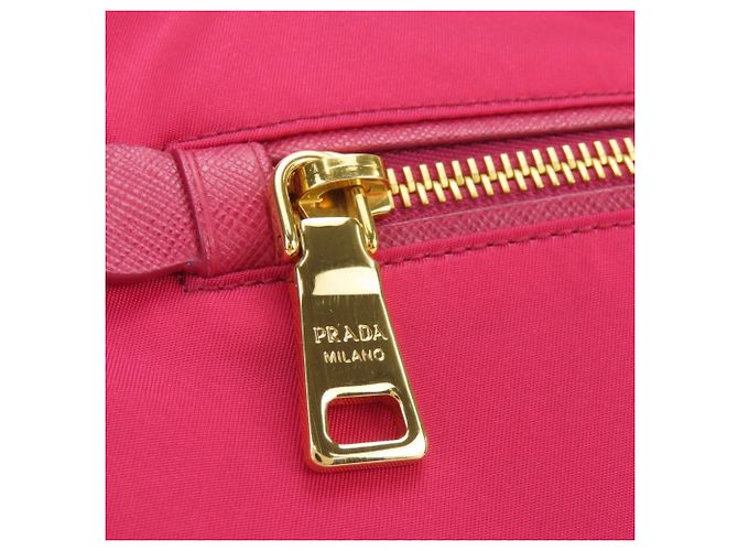 Sac à main Prada en nylon et cuir Rose - vue 11