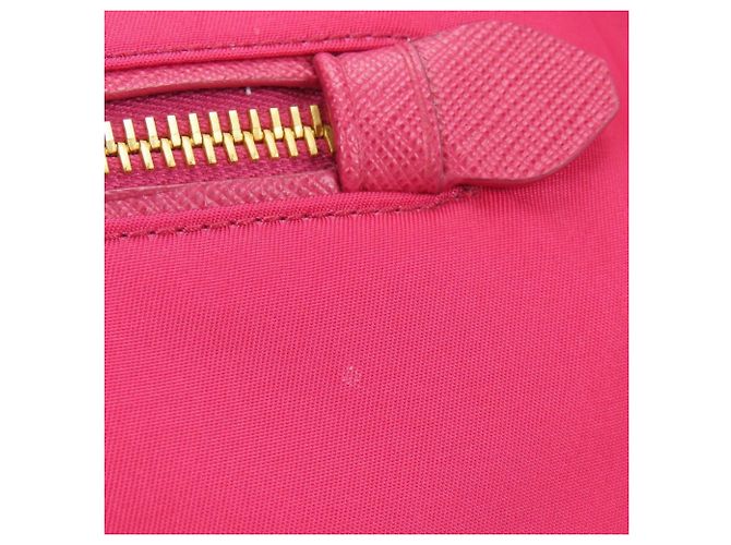 Sac à main Prada en nylon et cuir Rose - vue 12
