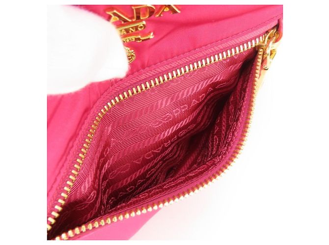 Sac à main Prada en nylon et cuir Rose - vue 13