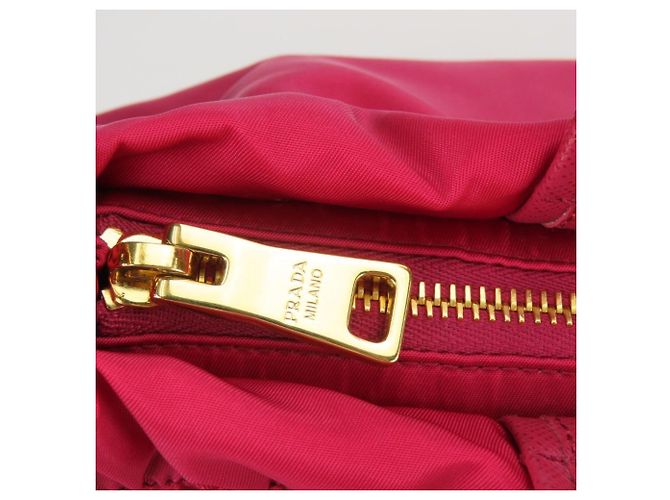 Sac à main Prada en nylon et cuir Rose - vue 16