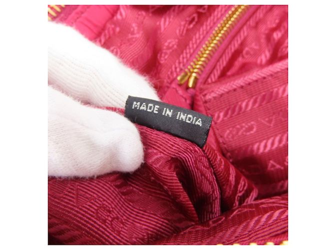 Sac à main Prada en nylon et cuir Rose - vue 23