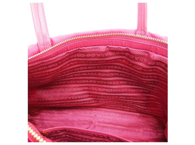 Sac à main Prada en nylon et cuir Rose - vue 24