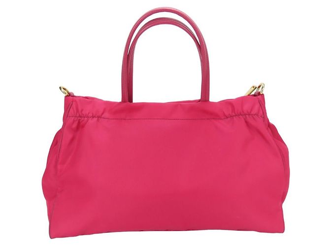 Sac à main Prada en nylon et cuir Rose - vue 4