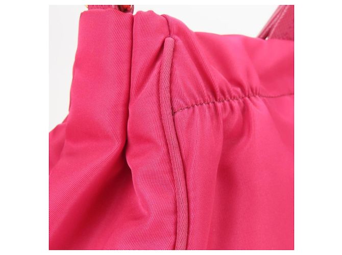 Sac à main Prada en nylon et cuir Rose - vue 8