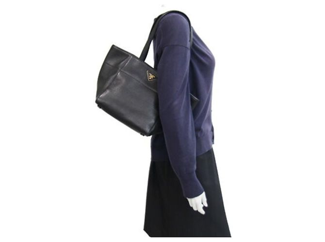 Prada Black Vitello Daino Tote Bag - view 9