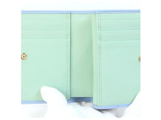 Marmont Portafoglio bi-fold Gucci in pelle azzurro e verde Verde chiaro Blu chiaro - vista 4