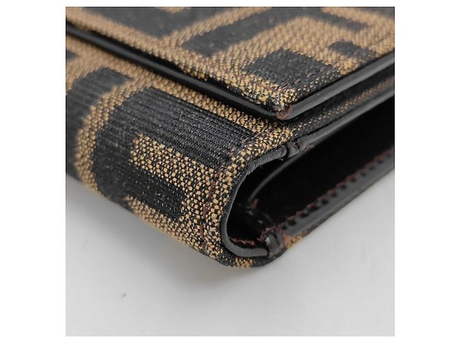 Portafoglio tri-fold Fendi Zucca Pattern Marrone - vista 3
