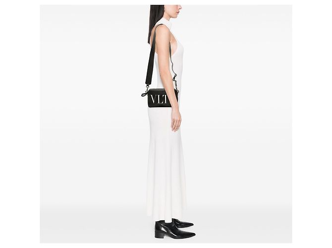 Borsa a tracolla VLTN in pelle nera Valentino Nero - vista 6