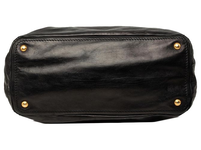 Prada offener convertible Tote aus schwarzem Glanzleder - Ansicht 3