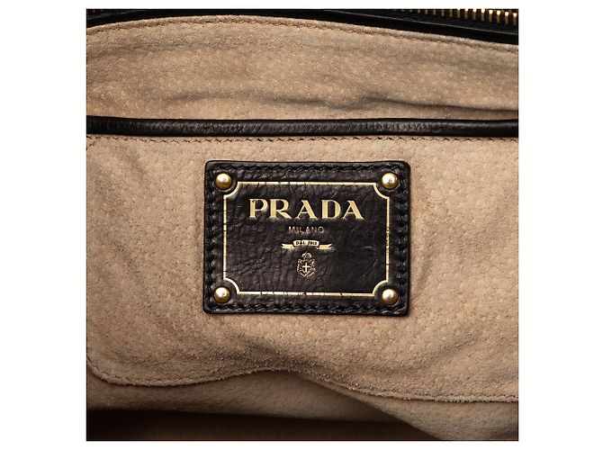 Prada offener convertible Tote aus schwarzem Glanzleder - Ansicht 5