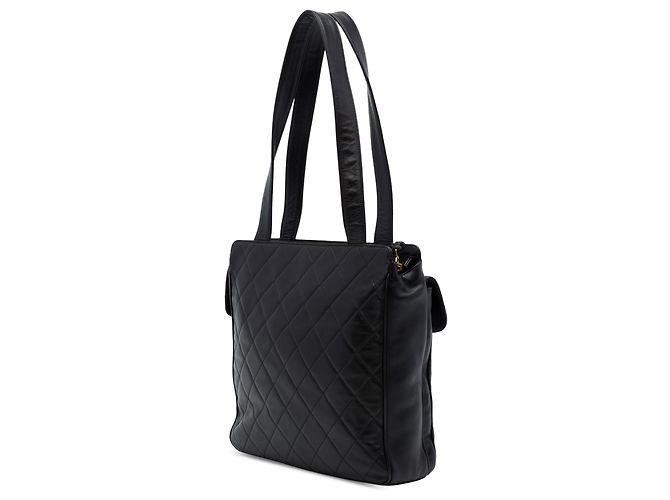 Chanel Black CC Quilted Lambskin Front Pocket Tote - view 2