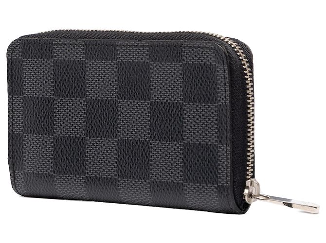 Louis Vuitton Black Damier Graphite Zippy Coin Pouch Nero - vista 2