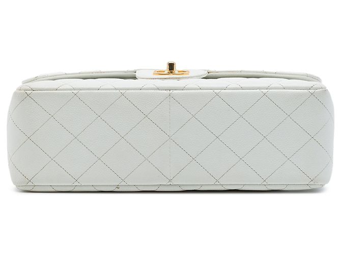 Chanel White Jumbo Classic Caviar Double Flap Blanco - vista 3