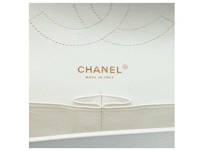 Chanel White Jumbo Classic Caviar Double Flap Blanco - vista 5