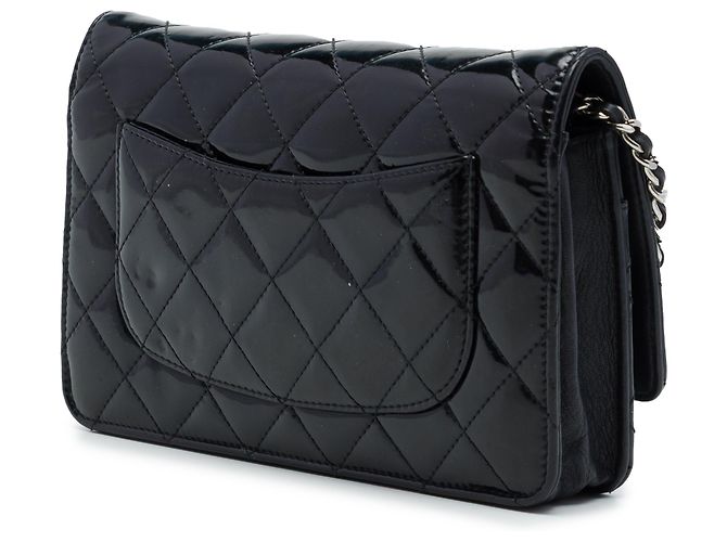 Portafoglio Chanel Black CC Quilted Patent Wallet On Chain Nero - vista 2
