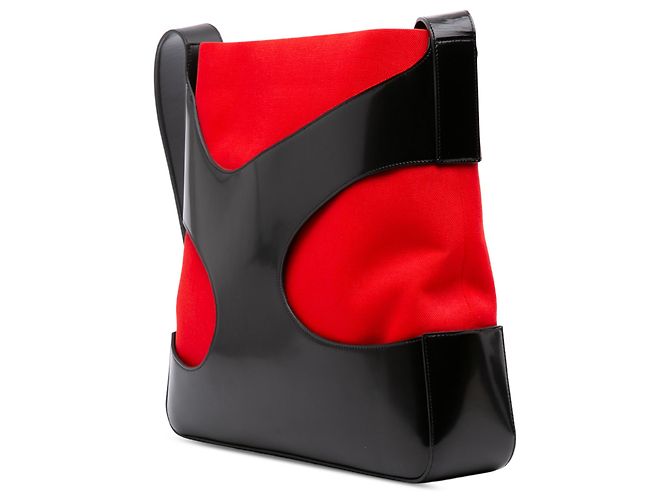 Salvatore Ferragamo Borsa a tracolla Ferragamo in vitello spazzolato nero con trafori e tela - vista 2