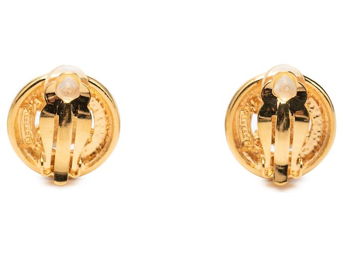 Chanel Gold CC vergoldete runde Clip-On Ohrringe Golden - Ansicht 2
