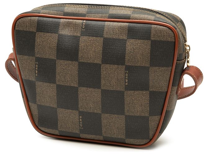 Fendi Brown Pequin Coated Canvas Checkboard Crossbody Braun - Ansicht 2