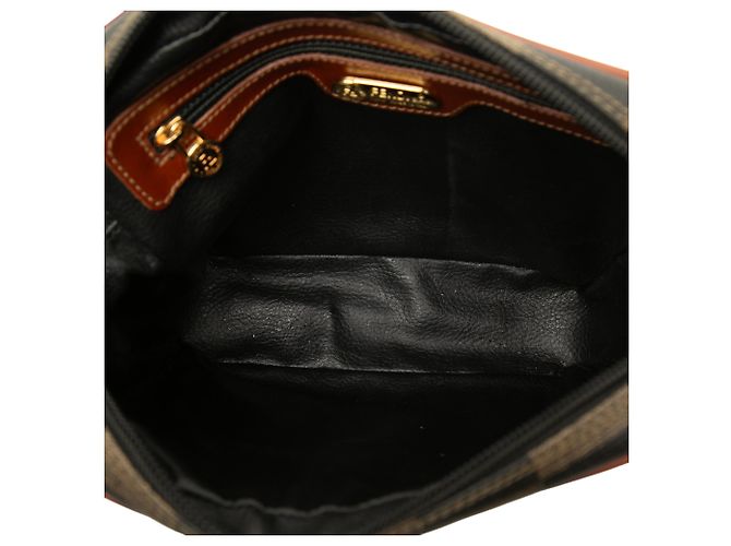 Fendi Brown Pequin Coated Canvas Checkboard Crossbody Braun - Ansicht 4