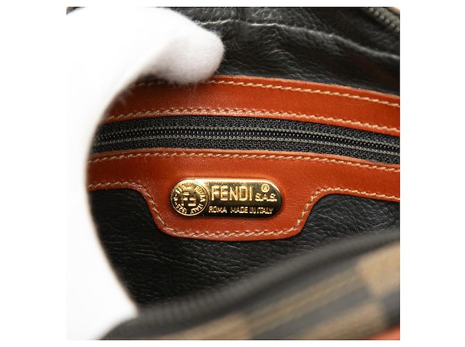 Fendi Brown Pequin Coated Canvas Checkboard Crossbody Braun - Ansicht 5