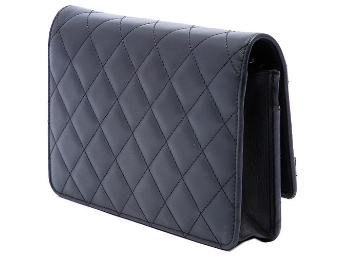 Chanel Cambon Ligne Wallet On Chain aus schwarzem gestepptem Lammleder - Ansicht 2