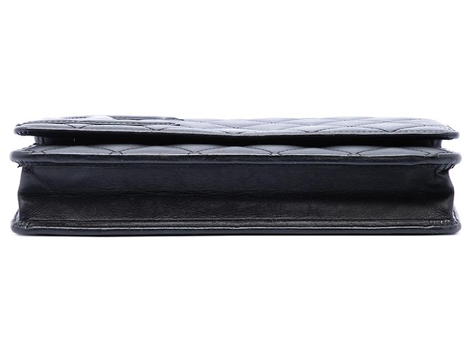 Chanel Cambon Ligne Wallet On Chain aus schwarzem gestepptem Lammleder - Ansicht 3