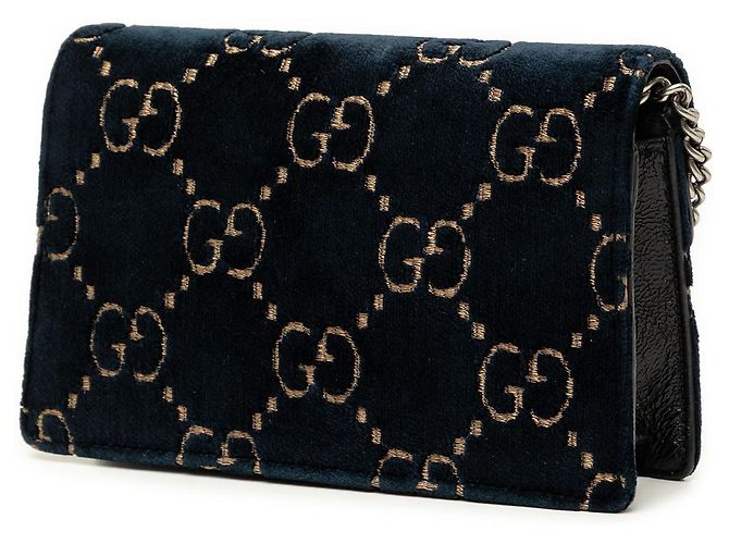 Gucci Blue Mini GG Velvet Dionysus Crossbody Blu scuro - vista 2