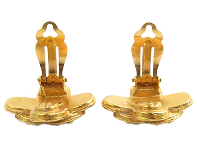 Orecchini a clip Chanel Gold CC placcati oro a trifoglio D'oro - vista 3