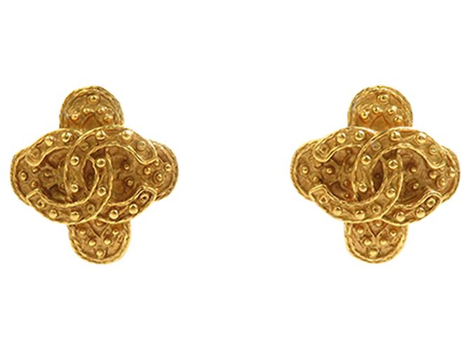 Orecchini a clip Chanel Gold CC placcati oro a trifoglio D'oro - vista 6