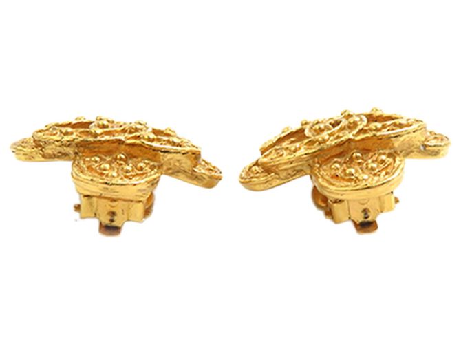 Orecchini a clip Chanel Gold CC placcati oro a trifoglio D'oro - vista 7