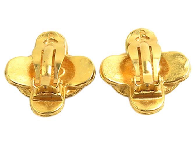 Orecchini a clip Chanel Gold CC placcati oro a trifoglio D'oro - vista 8