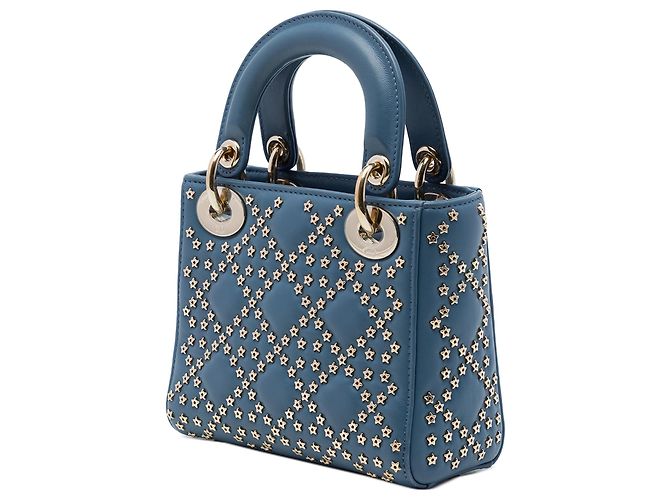 Dior Blue Mini Lambskin Cannage Lucky Star Studded Lady Dior Azul - vista 2