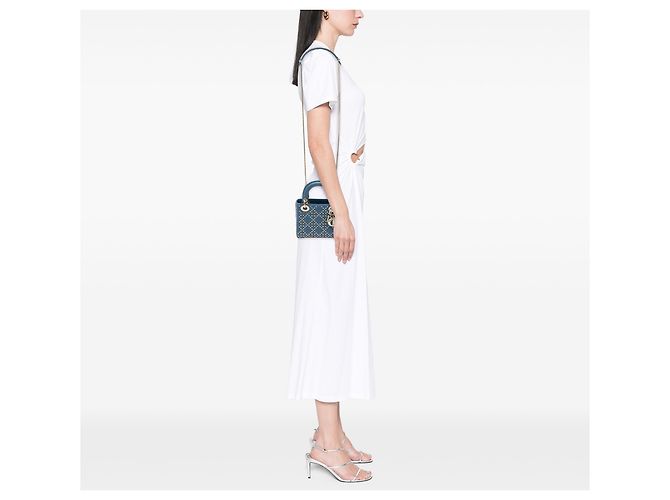 Dior Blue Mini Lambskin Cannage Lucky Star Studded Lady Dior Azul - vista 6