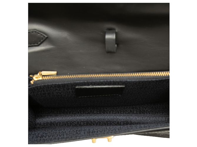 Clutch Versace in pelle nera Medusa Sunburst Nero - vista 4