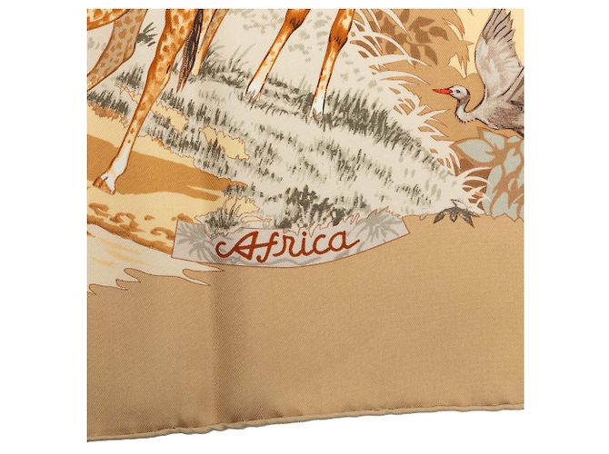 Hermès Brown Africa Seidentuch 90 Braun Hellbraun - Ansicht 4
