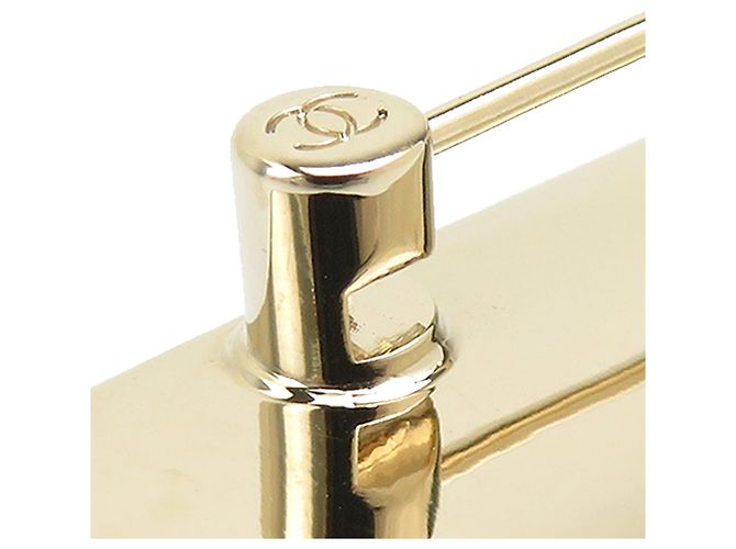 Chanel Brosche mit vergoldeter Logo-Plakette Gold Golden - Ansicht 11